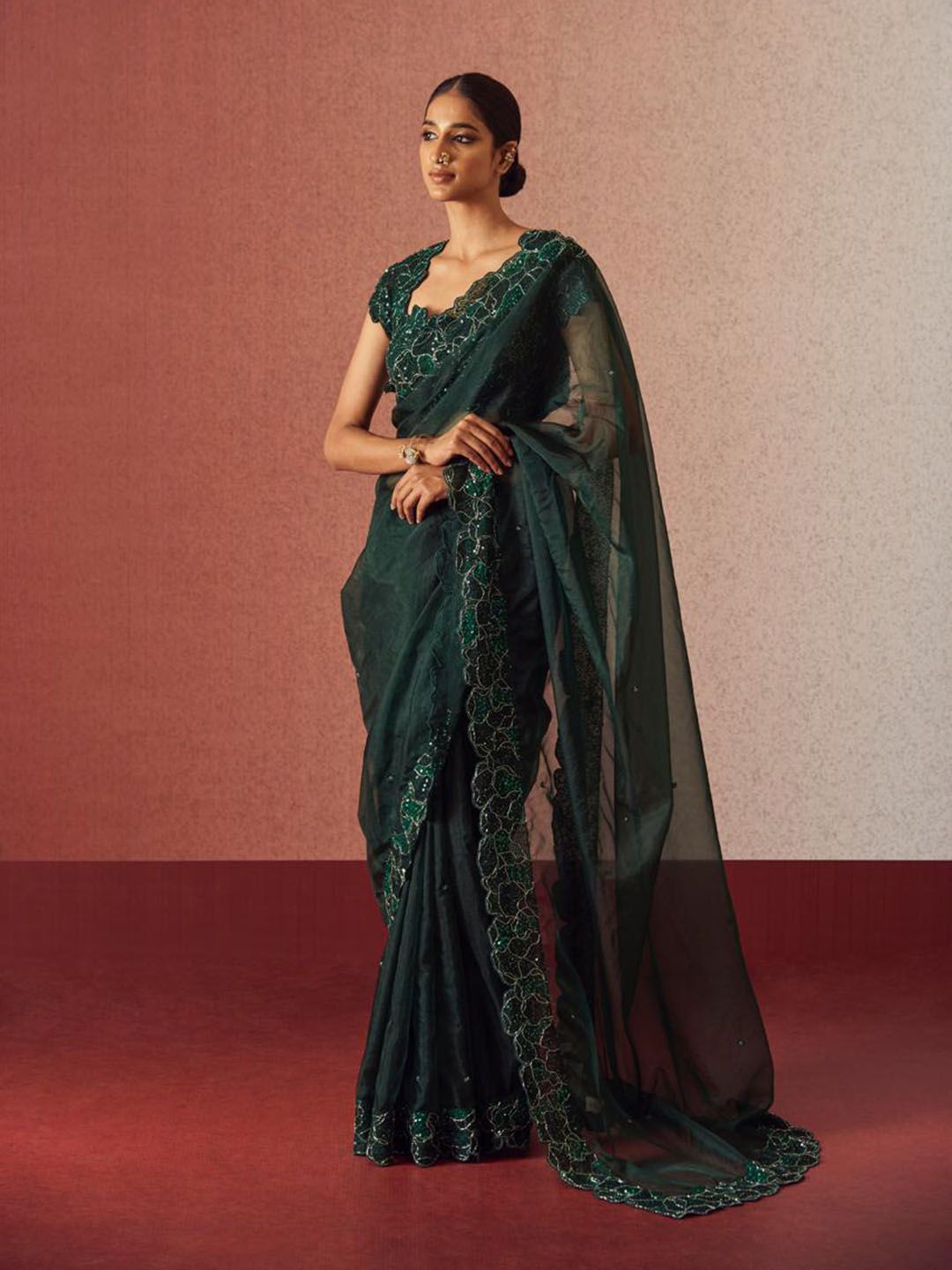 Geethika kanumilli Verdant Saree With Patchwork Blouse