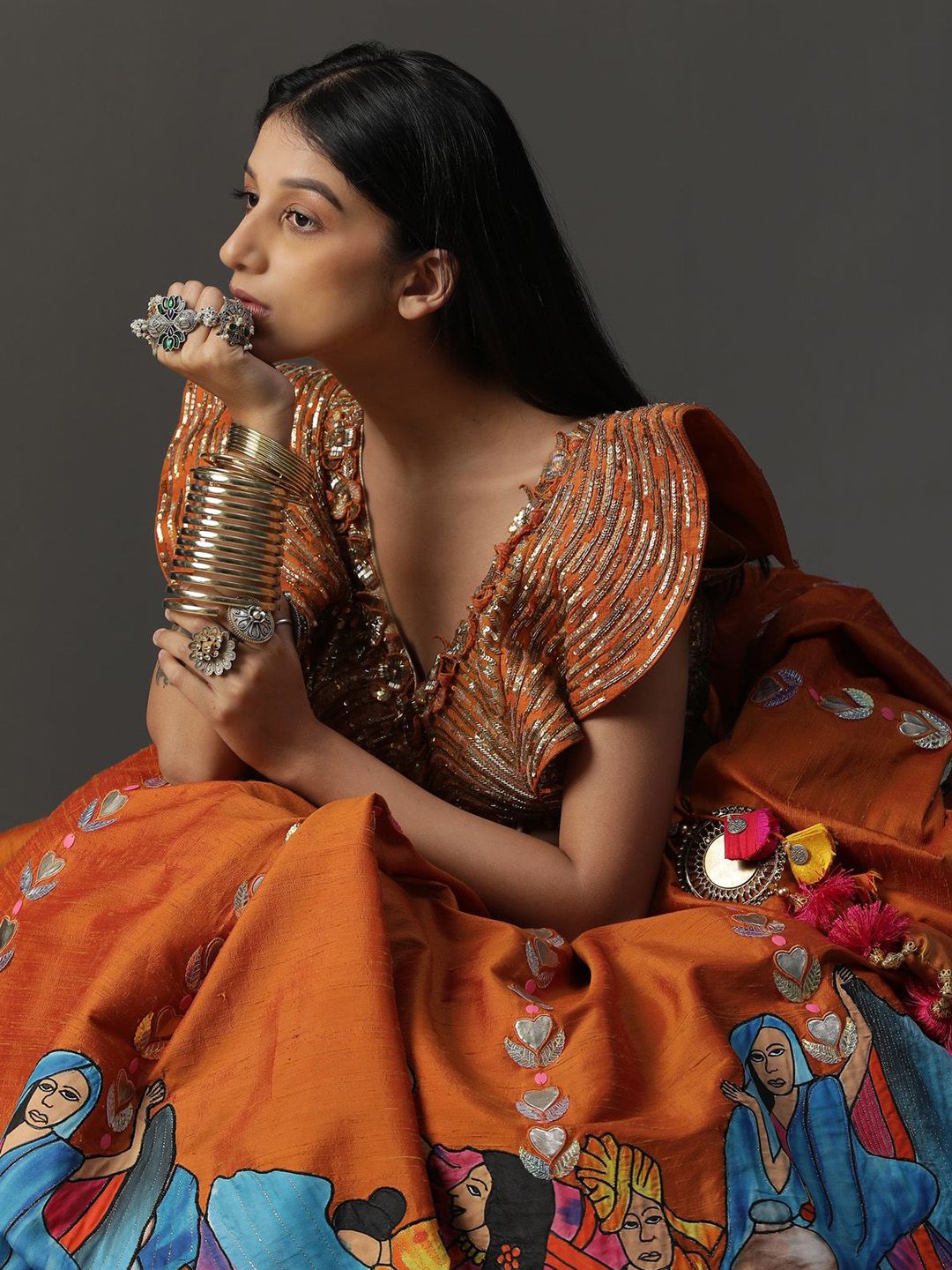 Embellished Beads & Stones Made to Measure Lehenga & Blouse With Dupatta - Image 3