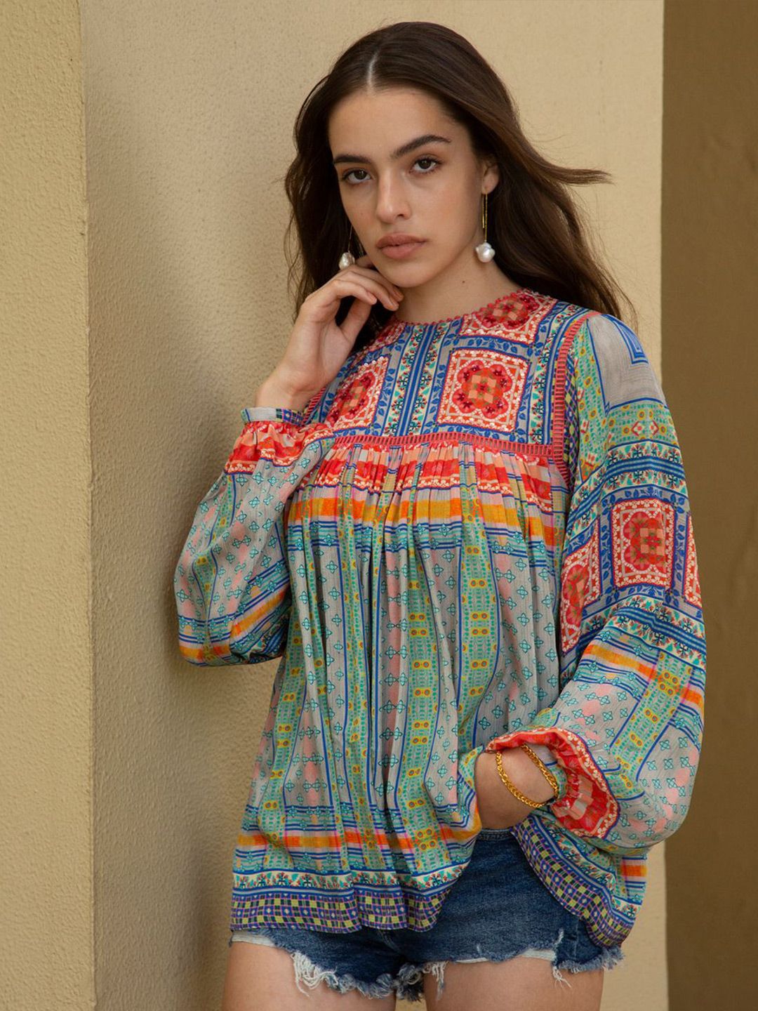 Women Geometric Print Top - Image 4