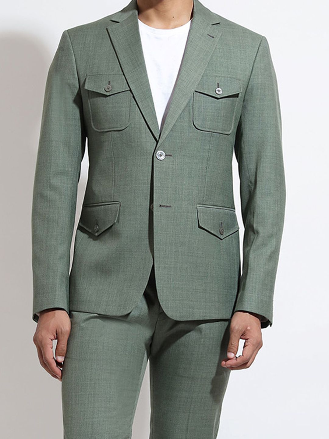 Notched Lapel Slim-Fit Single Breasted Satin Formal Blazer - Image 2