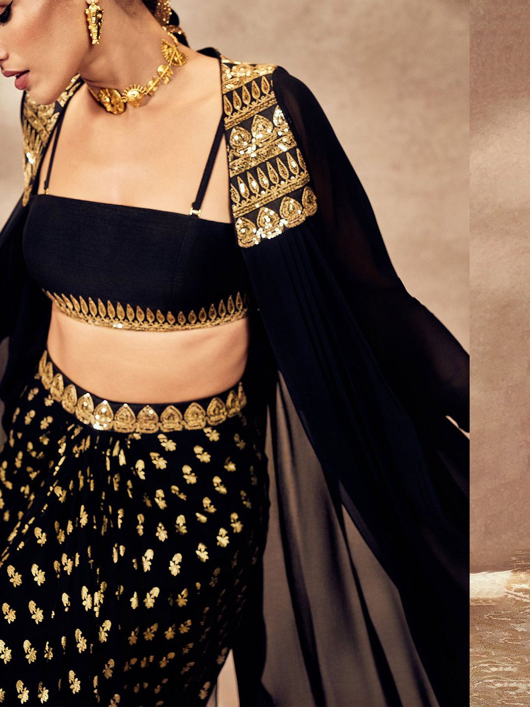 Pixie Dust Embellished Shoulder Straps Top with Skirt & Shrug - Image 2