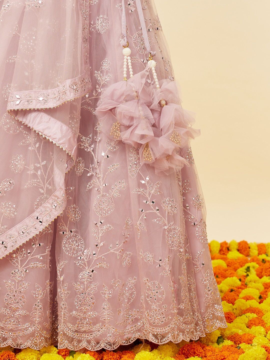 MOHEY Embroidered Semi-Stitched Lehenga & Unstitched Blouse With Dupatta - Image 2