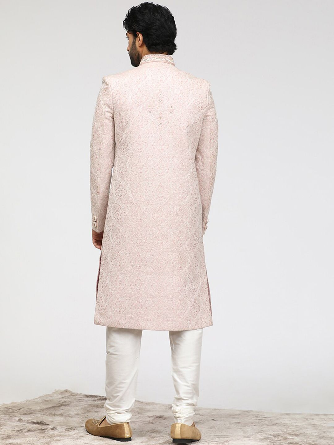 Embroidered Art Silk Traditional Sherwani Set - Image 4