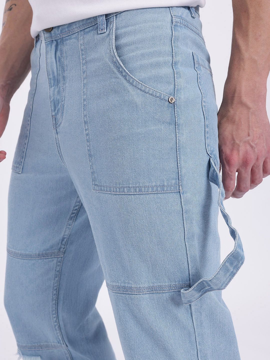 Men Raw Edge Ripped Regular Fit Jeans - Image 3