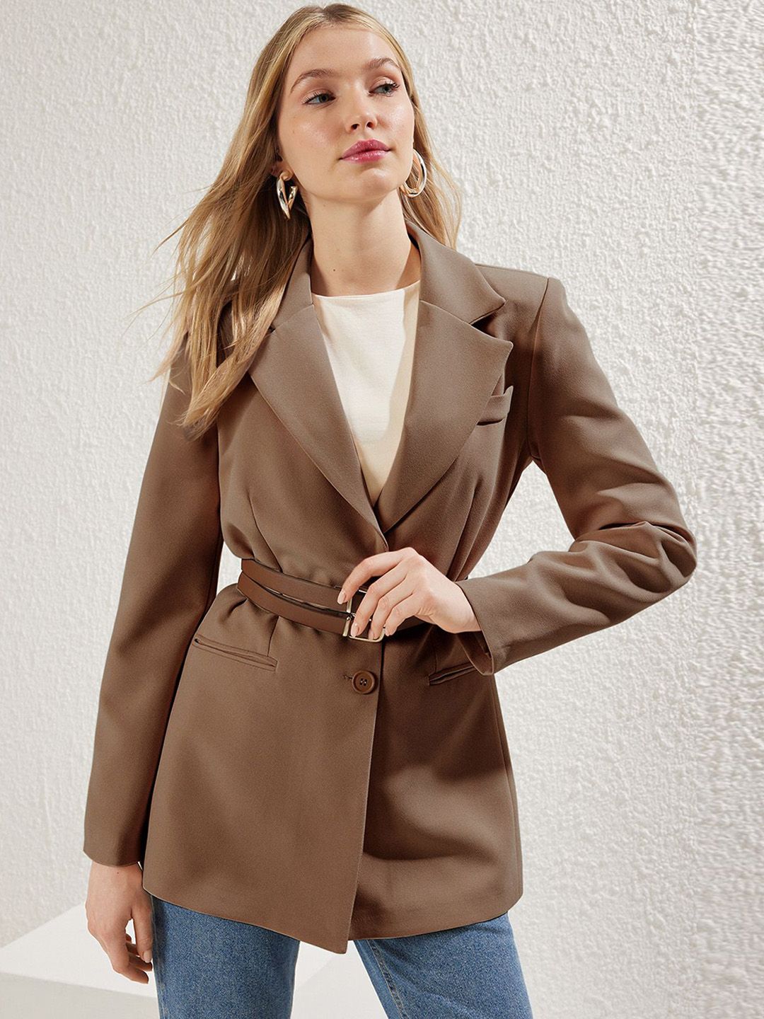 Women Notch Lapel Solid Casual Tailored Jacket