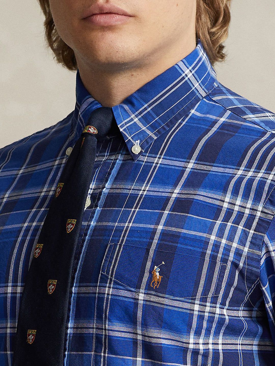 Polo Ralph Lauren Men Button-Down Collar Tartan Checked Cotton Formal Shirt - Image 2