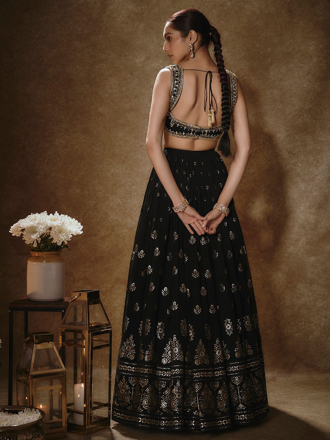 Renee Label Women Embroidered Sequinned Ready to Wear Lehenga & Blouse With Dupatta - Image 2