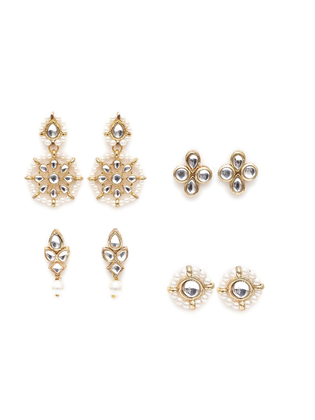 Set of 4 Gold-Plated Classic Studs Earrings - Image 2