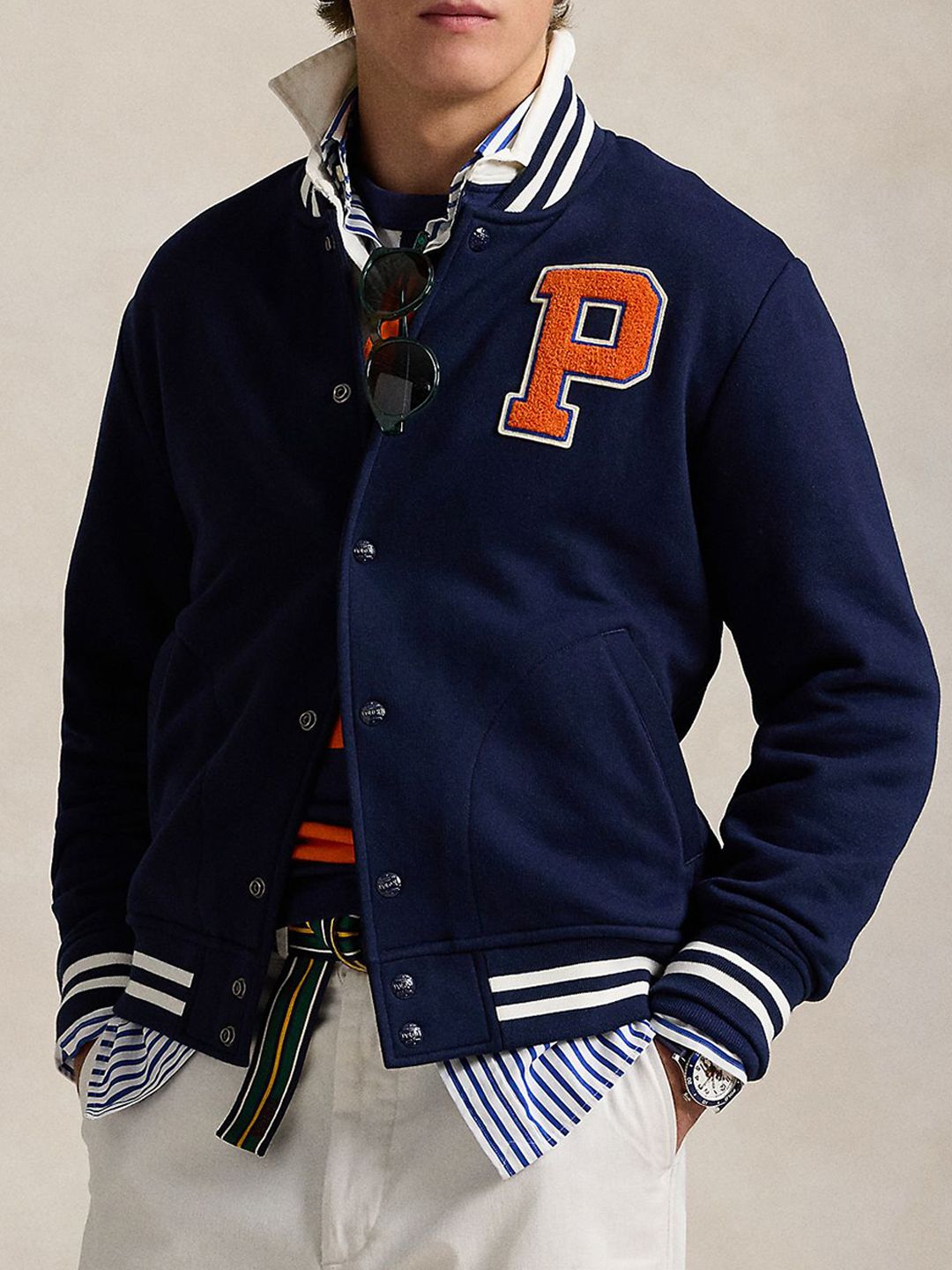 Men Stand Collar Typography Printed Cotton Casual Bomber Jacket