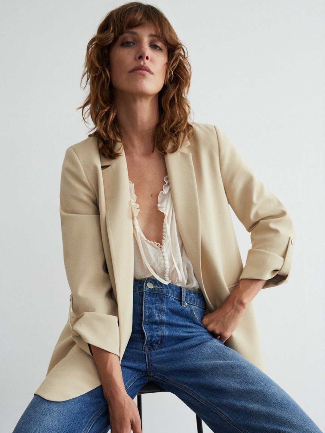 Relaxed Fit Front-Open Blazer