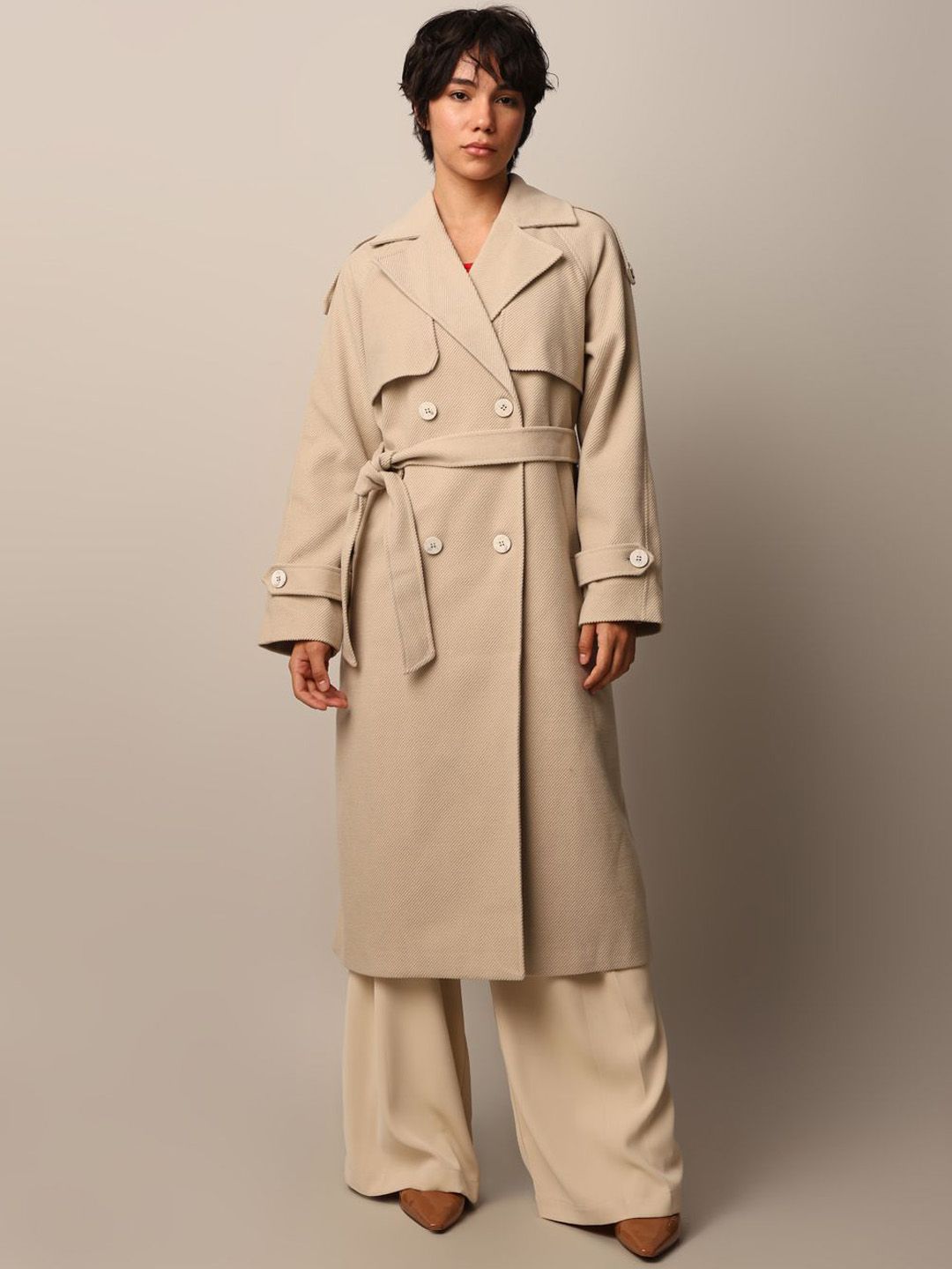 Women Slim-Fit Double-Breasted Trench Coat