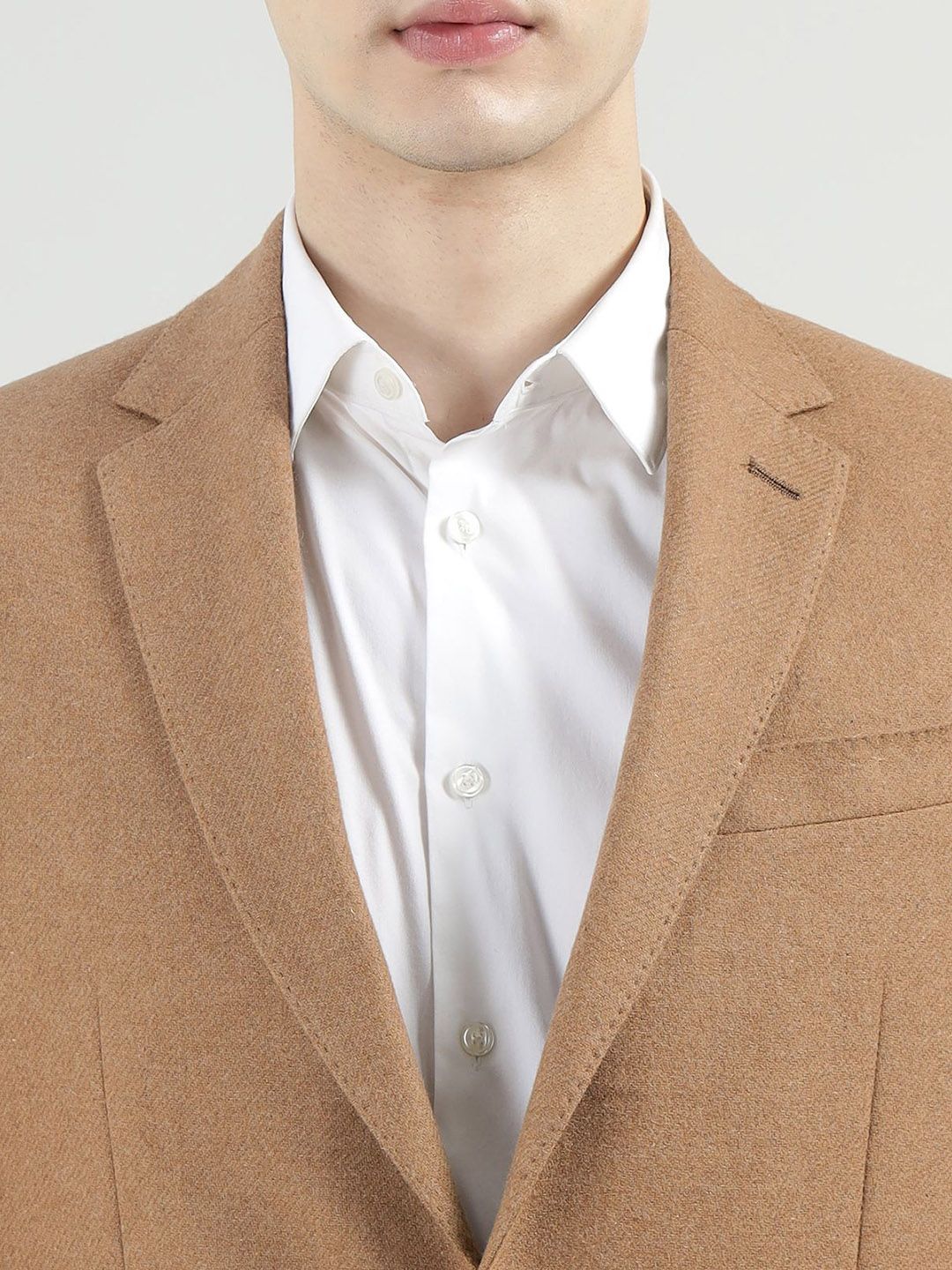 Men Notched Lapel Woolen Twill Flannel Blazer