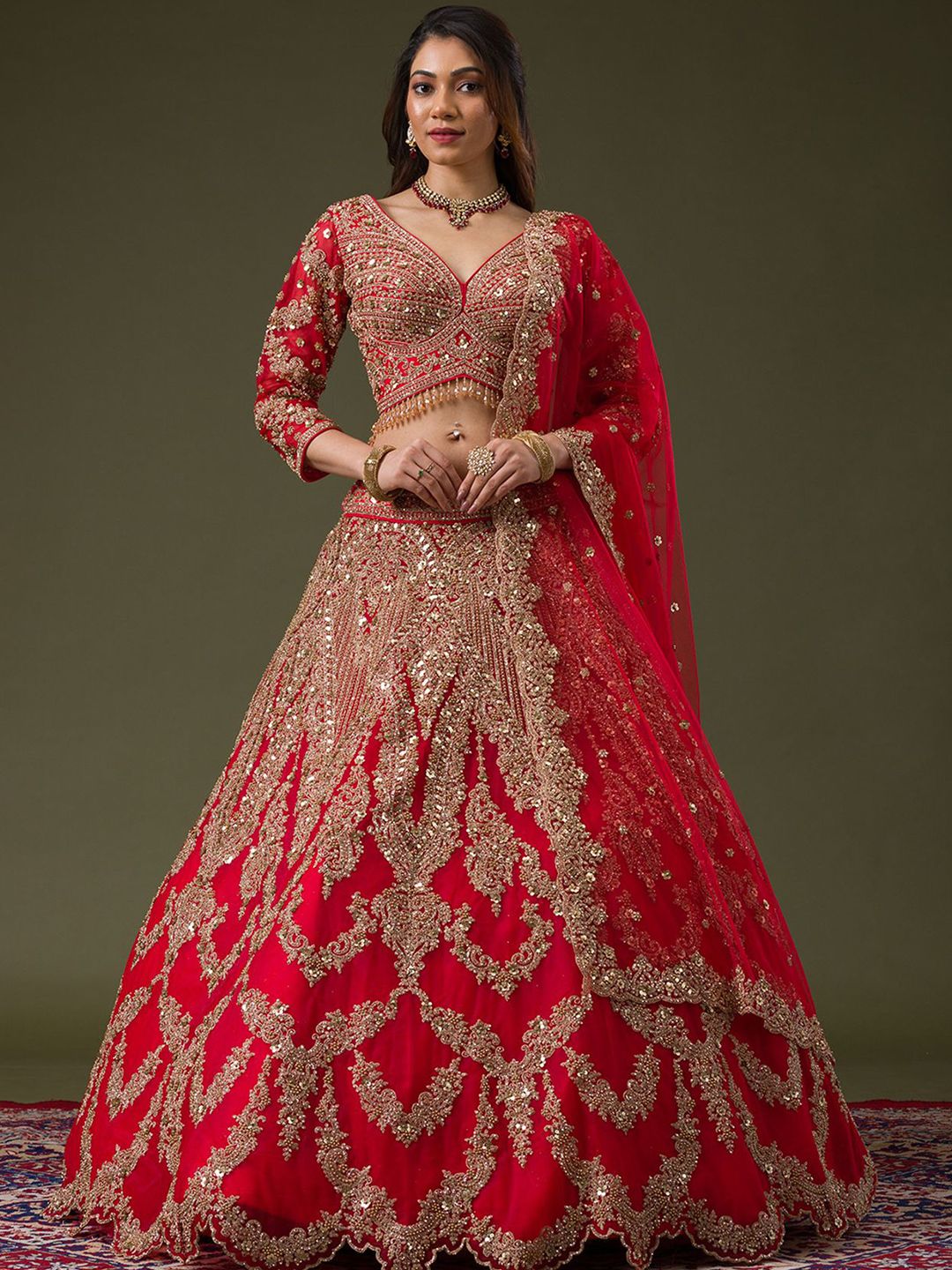 Koskii Embellished Sequinned Ready to Wear Lehenga & Blouse With Dupatta