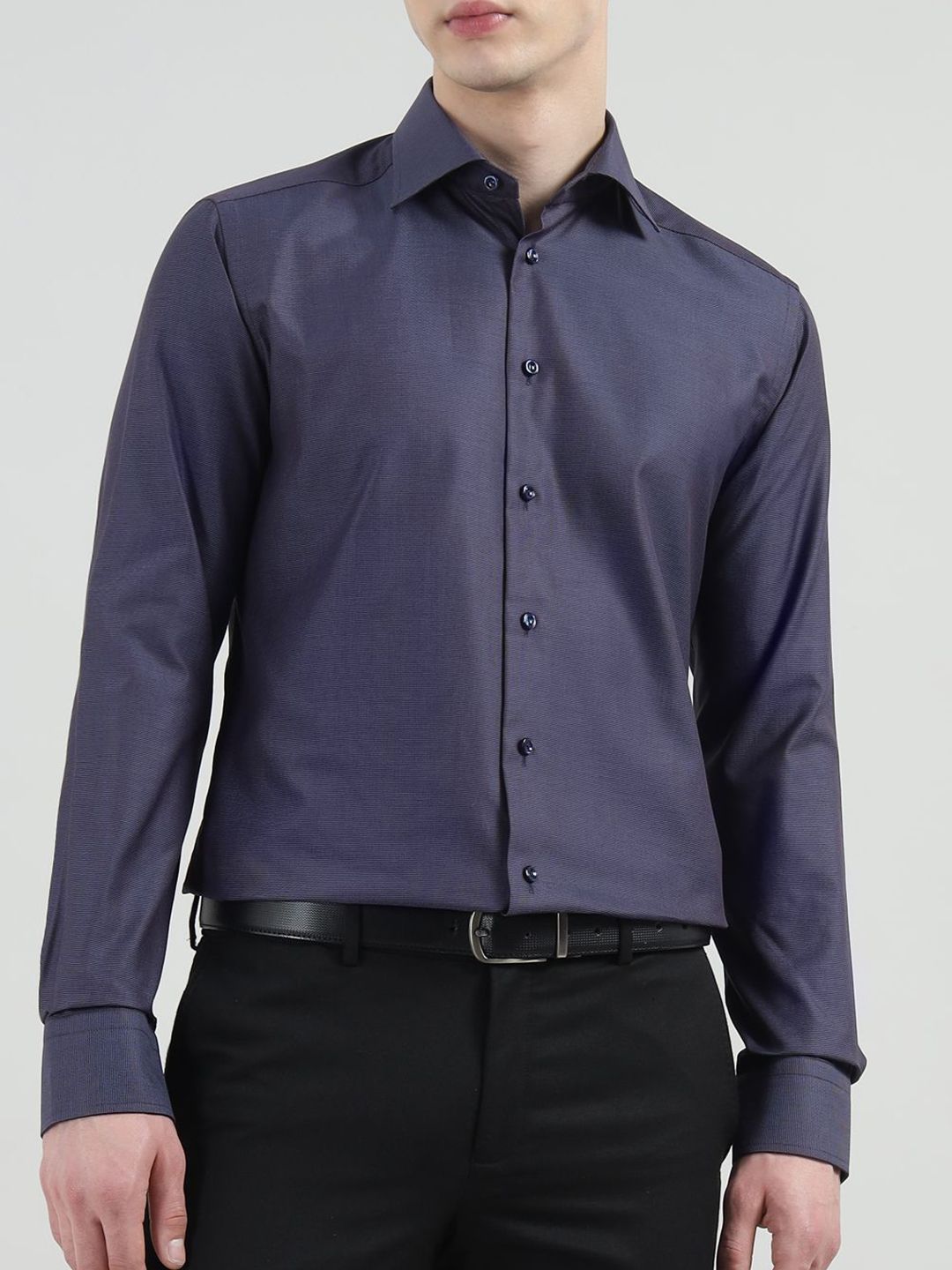 Eton Men Spread Collar Solid Cotton Formal Shirt