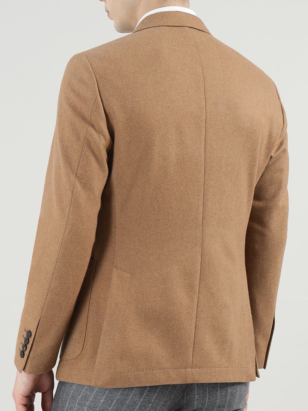 Men Notched Lapel Woolen Twill Flannel Blazer - Image 3