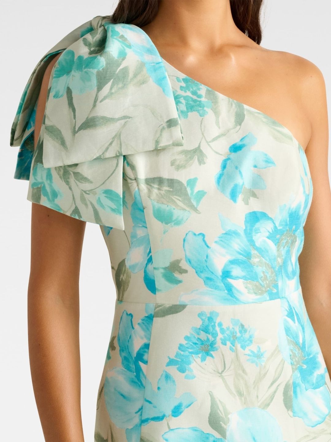 Women Floral Print One Shoulder A-Line Mini Dress - Image 3