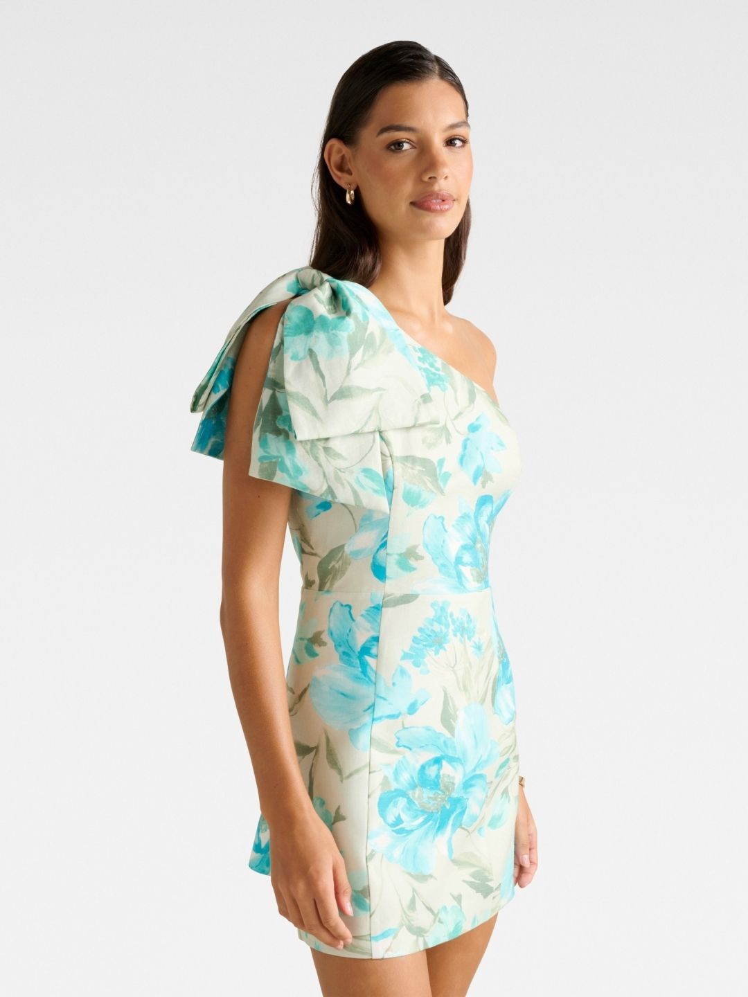 Women Floral Print One Shoulder A-Line Mini Dress - Image 4