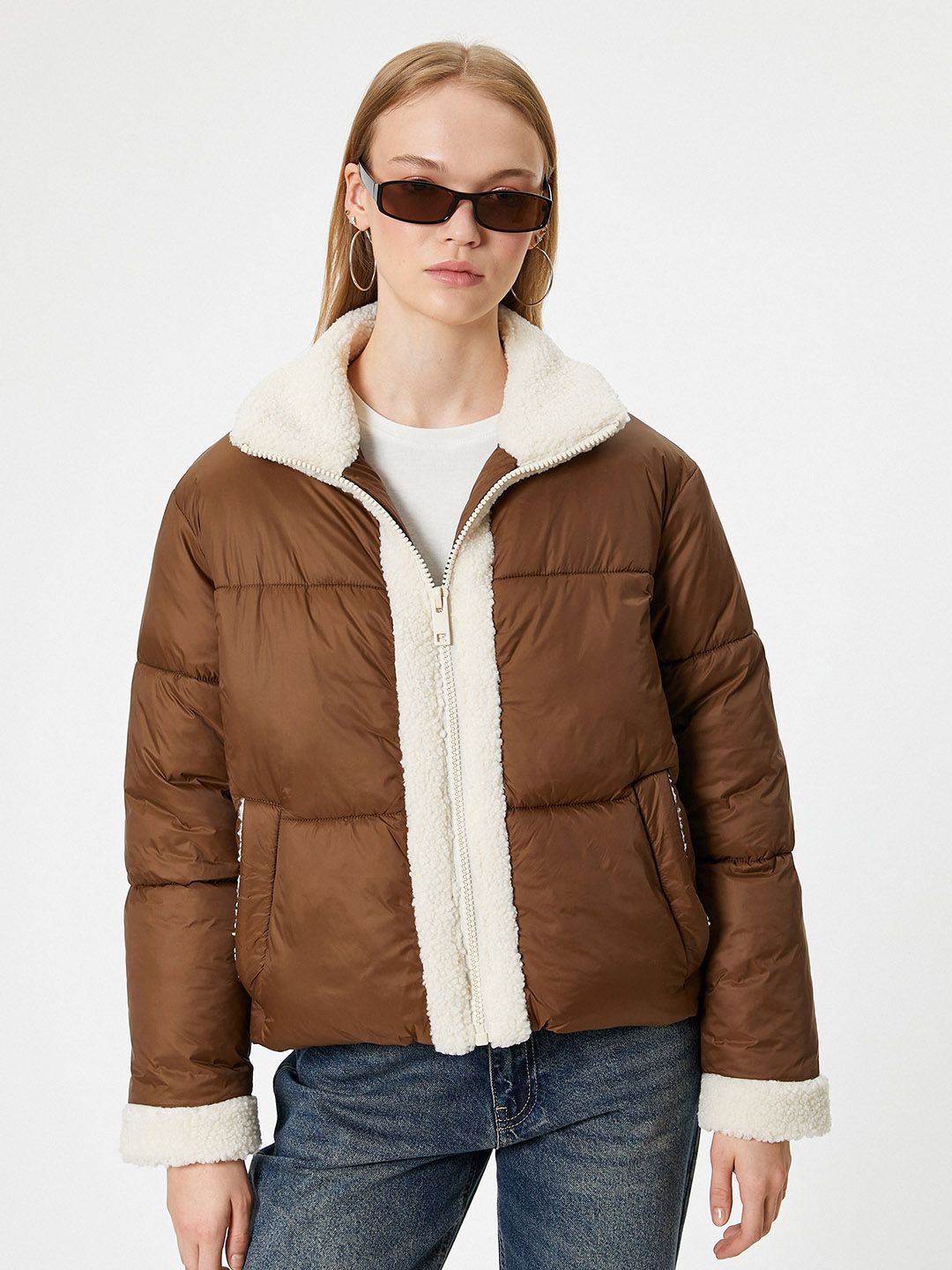 Women Mock Collar Solid Casual Tailored Jacket