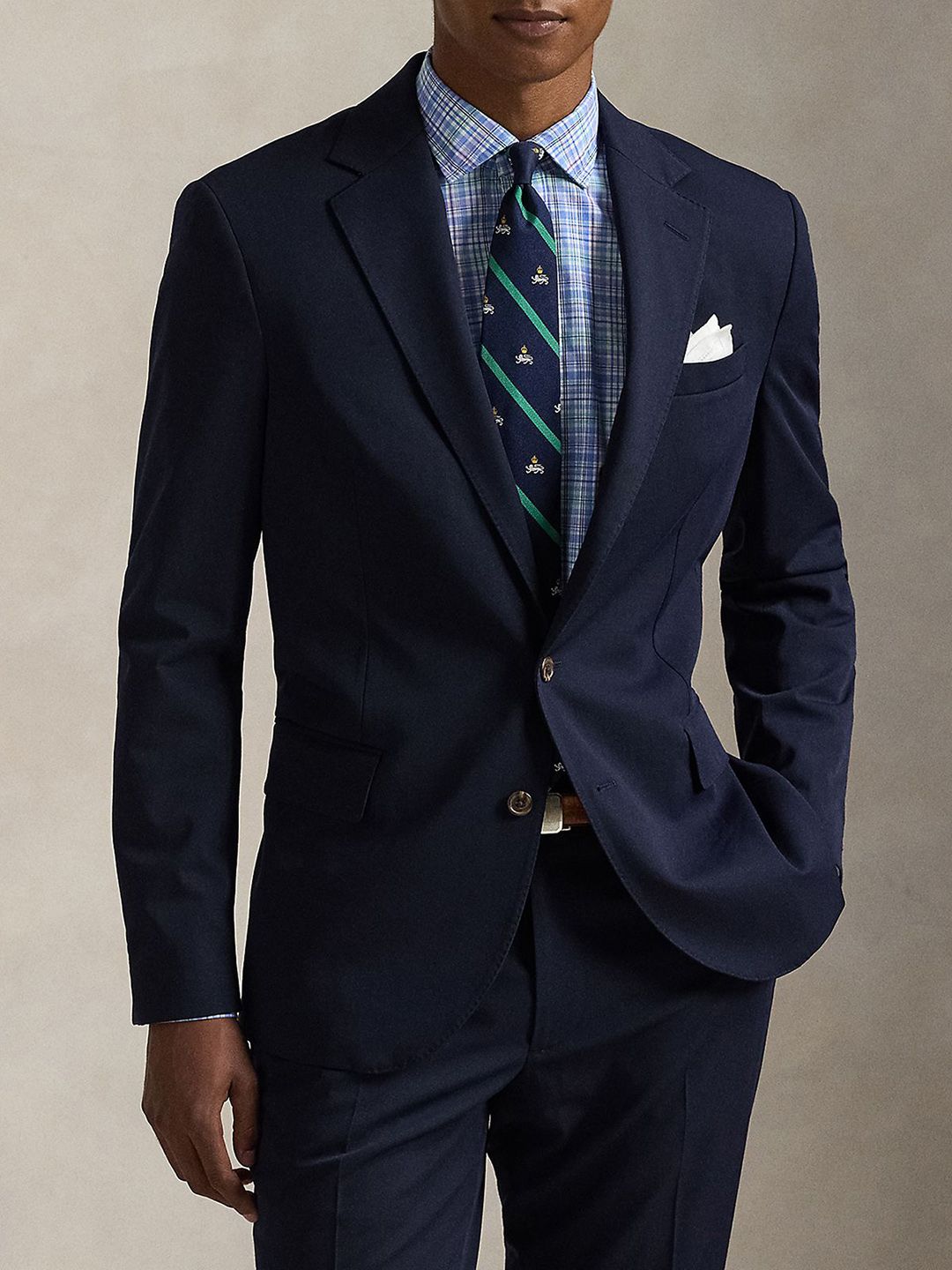 Men Solid Twill Single Breasted Blazer