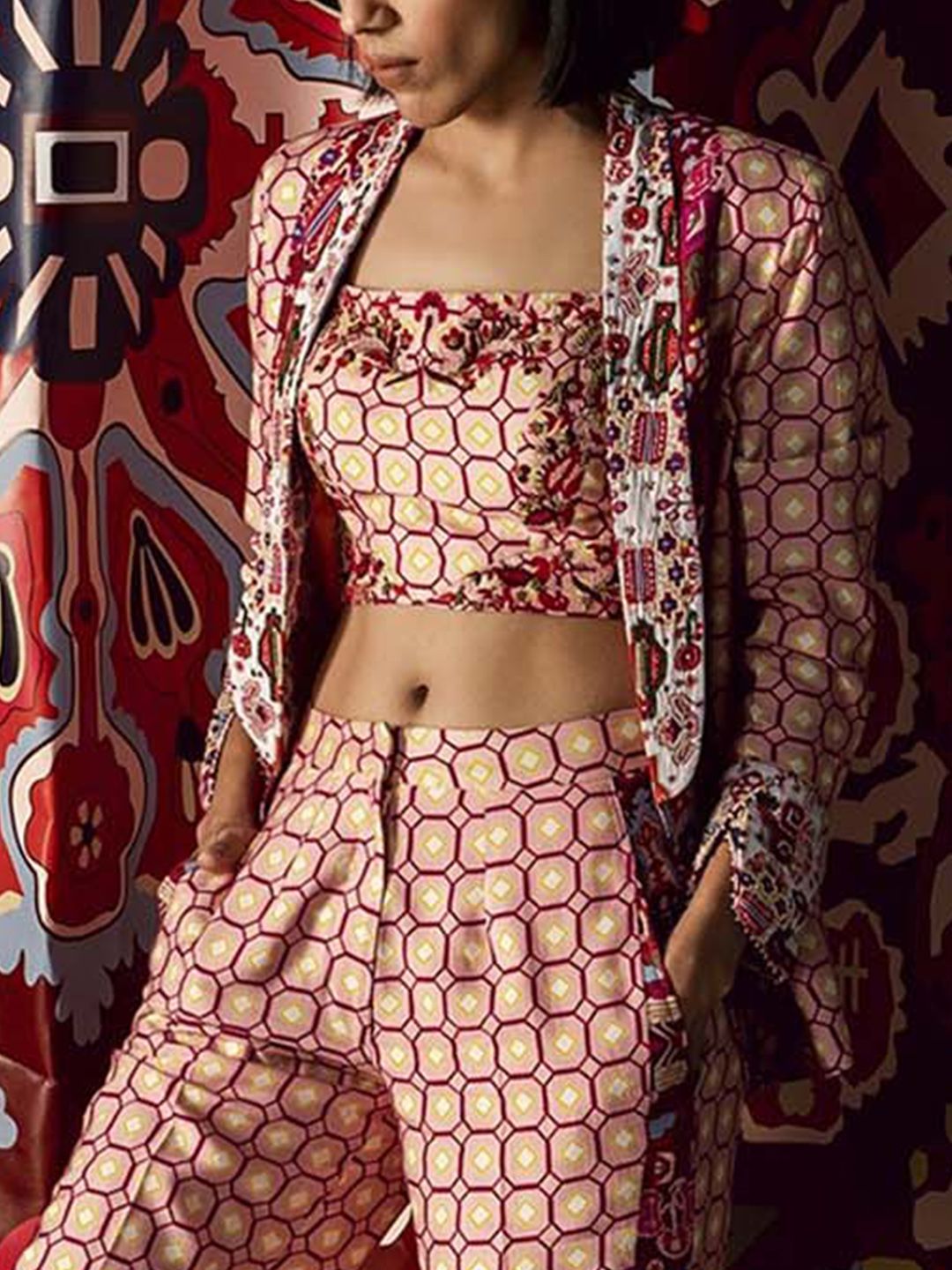 Women Floral Cotton Longline Quilted Jacket with Embroidered