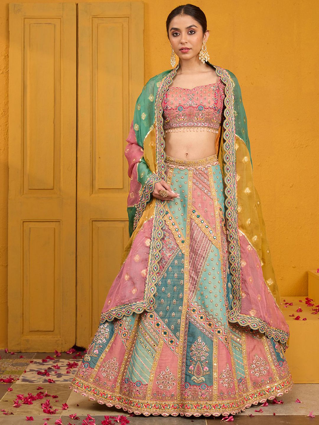 Embellished Mirror Work Ready to Wear Lehenga & Blouse With Dupatta - Image 3