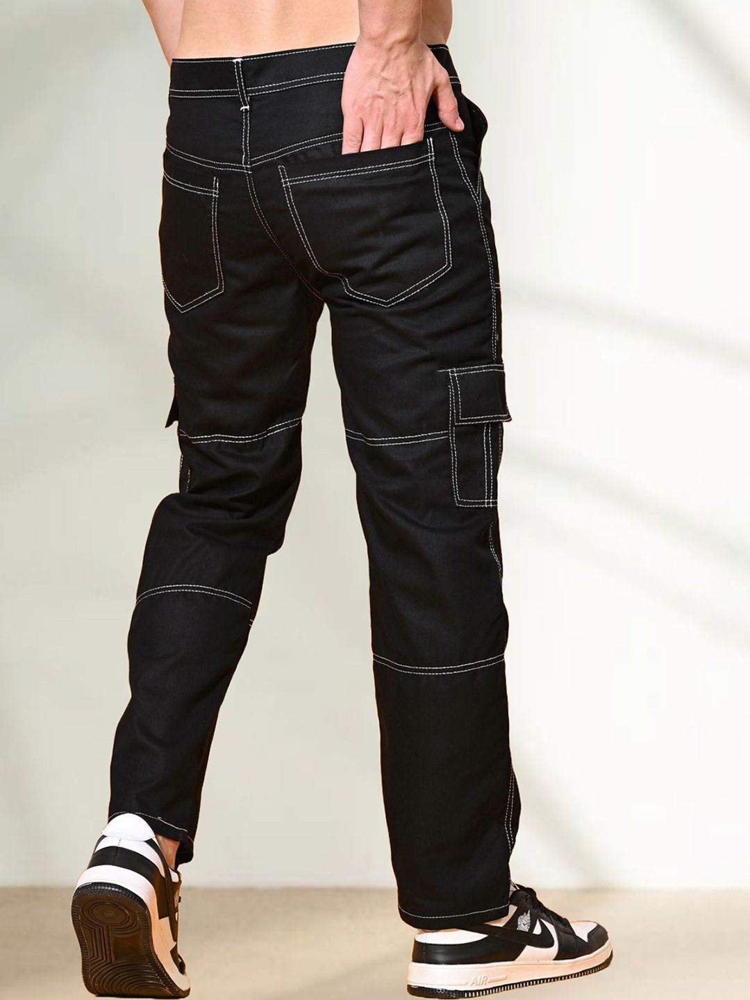 Men Classic Straight Fit Cargo Styles Jeans - Image 3