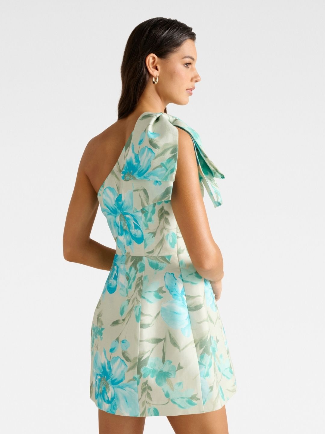 Women Floral Print One Shoulder A-Line Mini Dress - Image 2