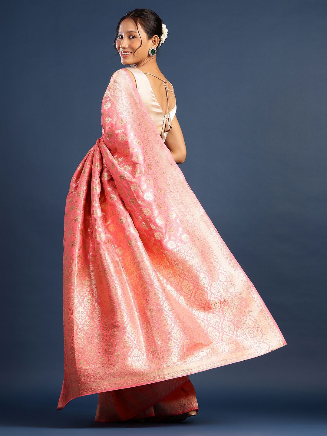 Woven Design Zari Pure Katan Silk Banarasi Saree With Unstiched Blouse Piece - Image 3