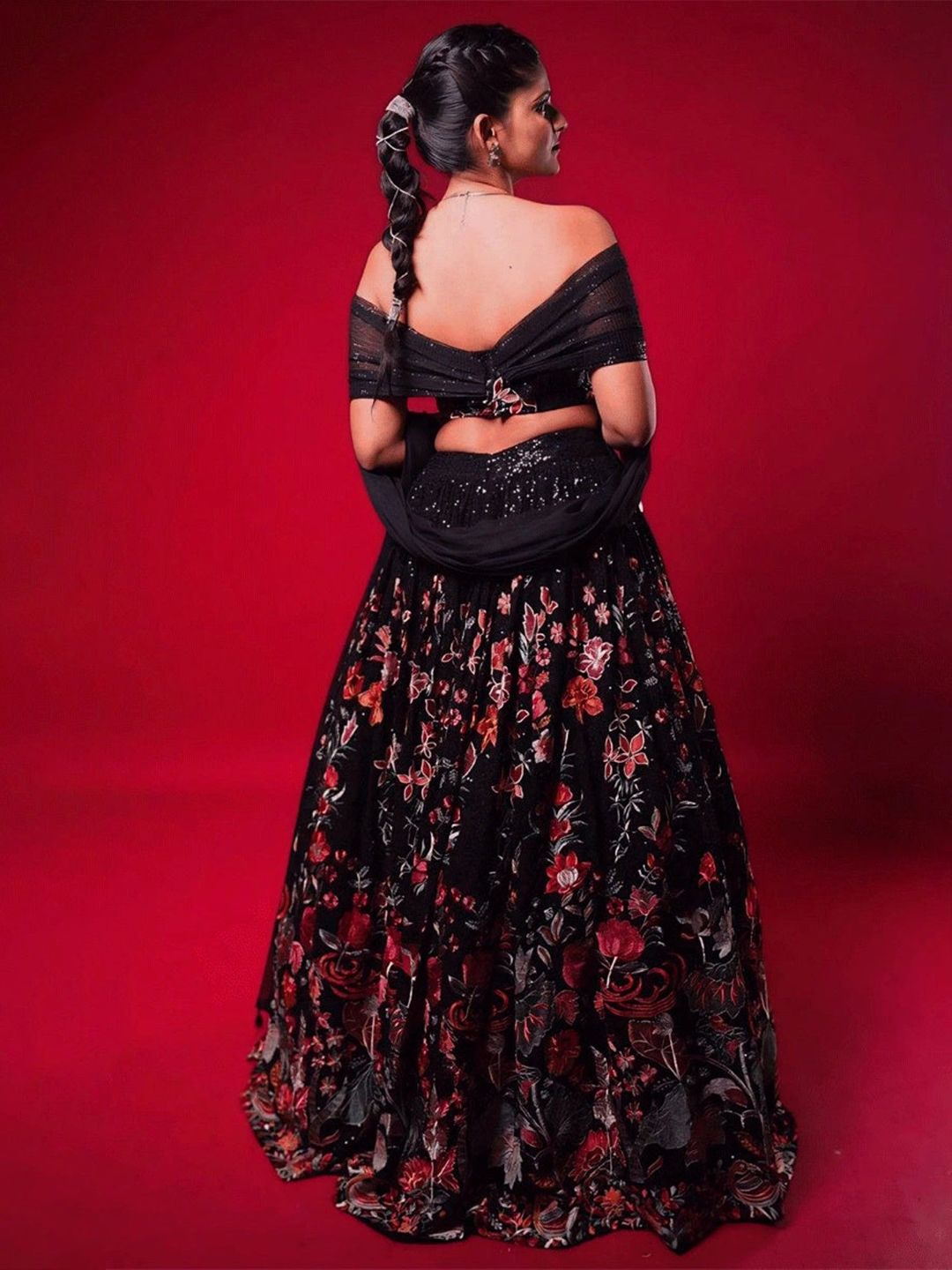 LeeliPeeri Designer Embroidered Sequinned Lehenga & Unstitched Blouse With Dupatta - Image 3