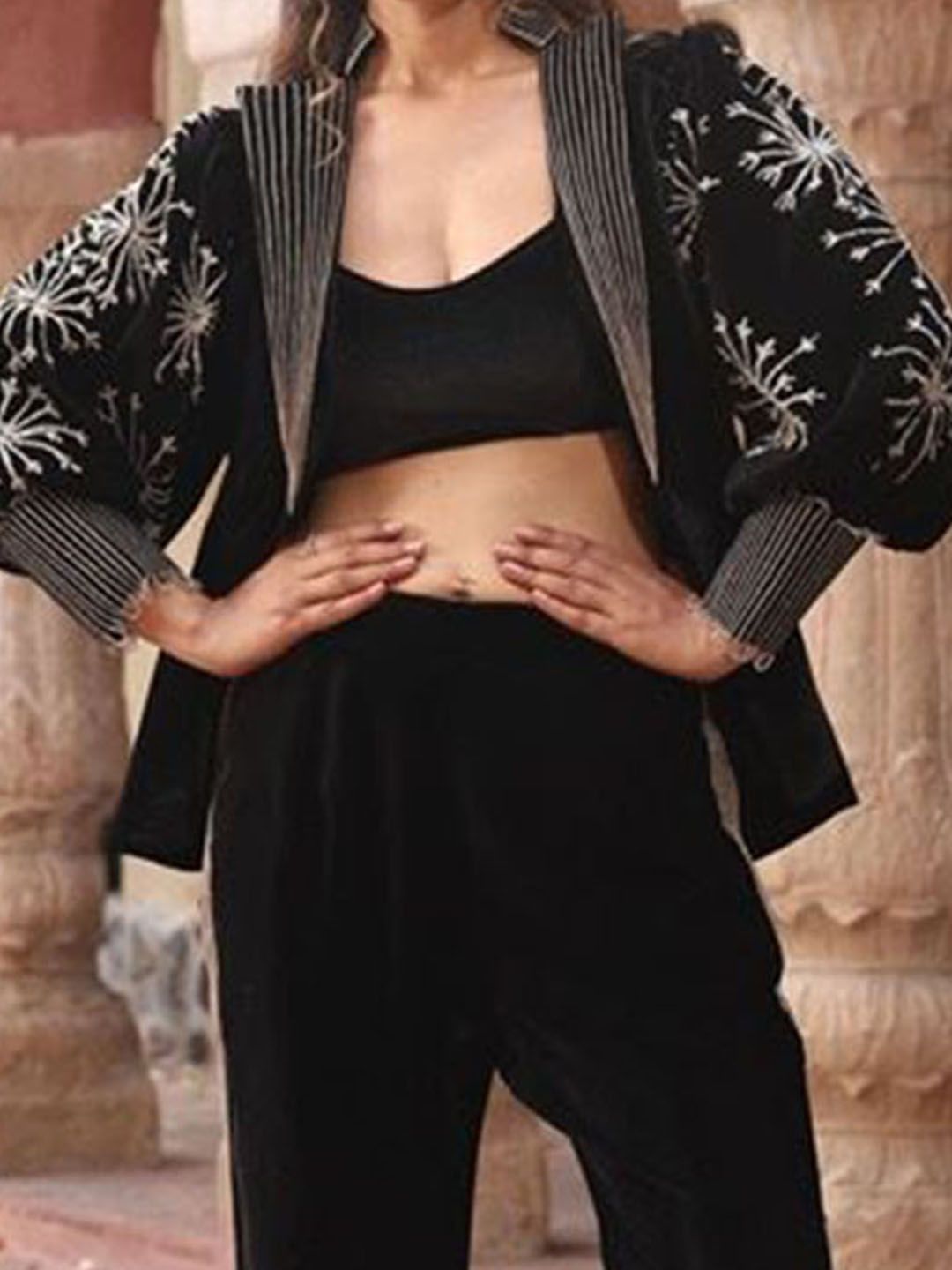 Round Neck Long Sleeves Top With Trousers Co-Ords - Image 2